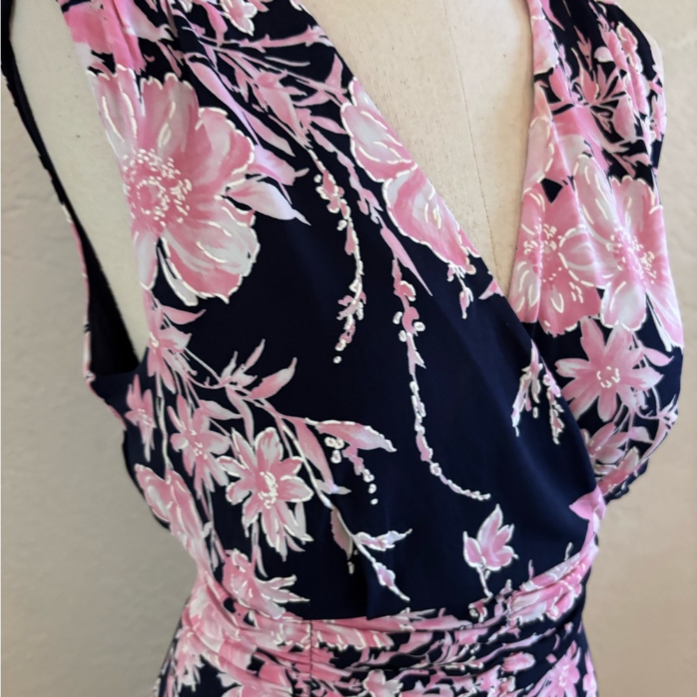 Studio One Sleeveless Pink Floral Midi Dress Sz Med NWT - Picture 3 of 9